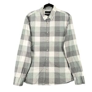 Banana Republic Untucked Fit Shirt Men L Plaid Organic Cotton Casual Everyday‎